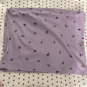 purple floral crop top and tube top/ super mini skirt